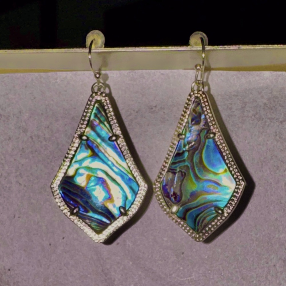 Kendra Scott Small Faceted Alex Gold Drop Earrings in Abalone Shell